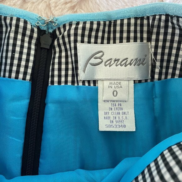 Barami Womens 0 Checkered Black White Pencil Skirt w Blue Trim/Lining - Picture 3 of 8